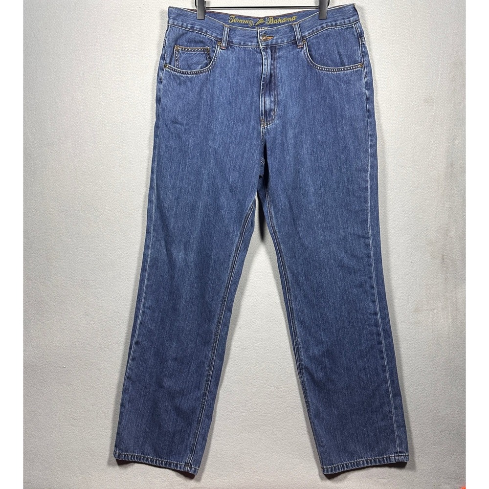 Tommy Bahama Classic Fit Jeans Mens 38x32 Blue Medium Wash Cotton Tencel Denim